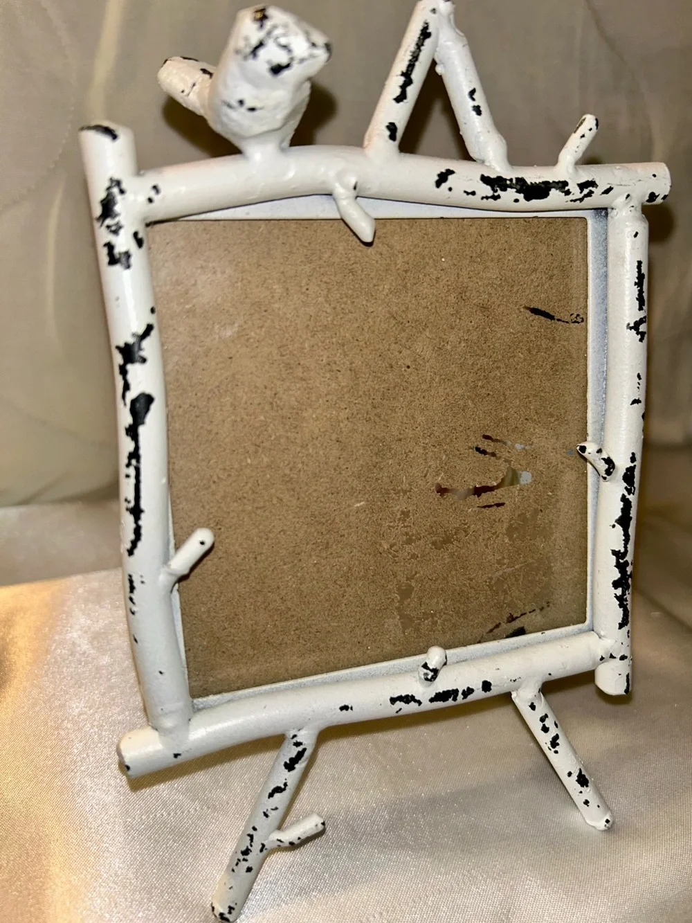 White Distressed Metal Twig Photo Frame with Bird Home Accents Concepts In Time
